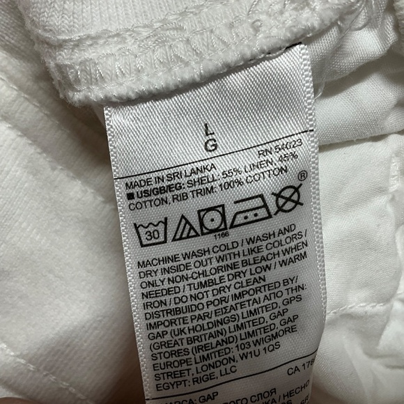 GAP Linen / Cotton Blend White Capri Length Pants Drawstring / Stretch Waist L - Picture 9 of 10